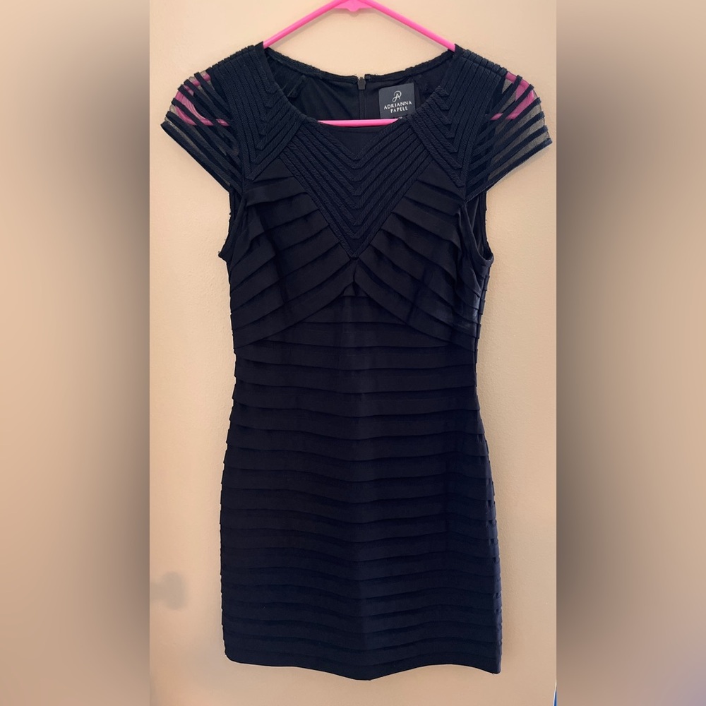 Adrianna Papell Black Textured Mini Dress